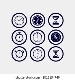 clock, compass, sand clock, stopwatch icons set