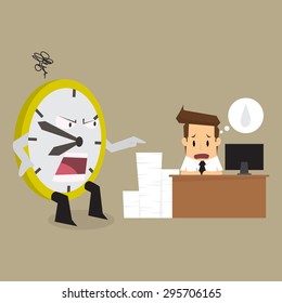 clock complain businessman working time is limited. vector