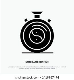 Clock, Concentration, Meditation, Practice solid Glyph Icon vector