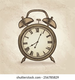 Clock concept in retro style. Watch vintage.