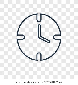 Clock concept vector linear icon isolated on transparent background, Clock concept transparency concept in outline style