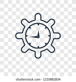 Clock concept vector linear icon isolated on transparent background, Clock concept transparency concept in outline style
