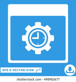 Clock Configuration Gear Calendar Page icon. Vector EPS illustration style is flat iconic symbol, white color.