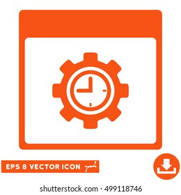 Clock Configuration Gear Calendar Page icon. Vector EPS illustration style is flat iconic symbol, orange color.