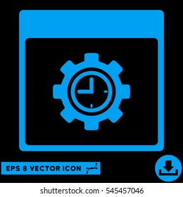 Clock Configuration Gear Calendar Page icon. Vector EPS illustration style is flat iconic symbol, blue color.