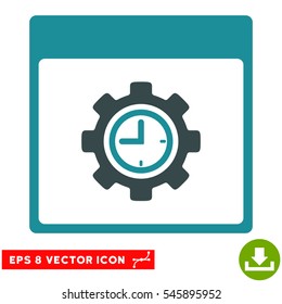 Clock Configuration Gear Calendar Page icon. Vector EPS illustration style is flat iconic bicolor symbol, soft blue colors.