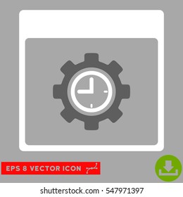 Clock Configuration Gear Calendar Page icon. Vector EPS illustration style is flat iconic bicolor symbol, dark gray and white colors.
