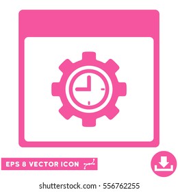 Clock Configuration Gear Calendar Page icon. Vector EPS illustration style is flat iconic symbol, pink color.