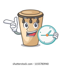 With clock conga character cartoon style