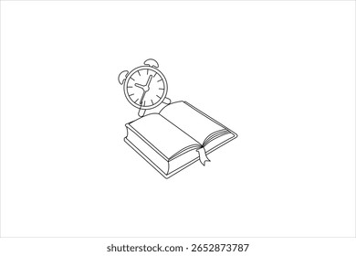 Clock Continuous one line art and alarm clock of isolated outline vector illustration design
