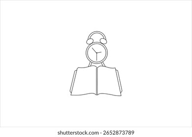 Clock Continuous one line art and alarm clock of isolated outline vector illustration design
