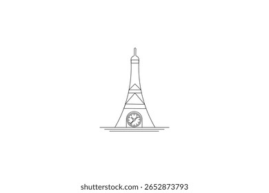 Relógio Contínuo uma arte de linha e alarme relógio de projeto isolado de ilustração de vetor de contorno
