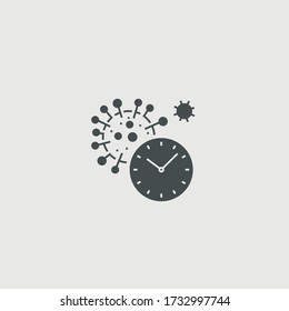 Clock corona virus time vector icon illustration sign