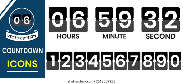 Clock countdown display sign and symbol. Digital clock icon vector, stopwatch or timer, Countdown symbol and sign design for app, logo, web. Vector illustration.