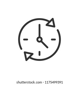 Clock countdown icon in flat style. Time chronometer vector illustration on white isolated background. Clock business concept.