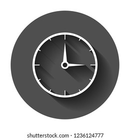 Clock countdown icon in flat style. Time chronometer vector illustration with long shadow. Clock business concept.
