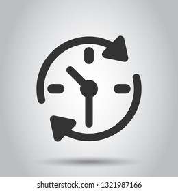 Clock countdown icon in flat style. Time chronometer vector illustration on white background. Clock business concept.