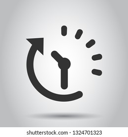 Clock countdown icon in flat style. Time chronometer vector illustration on white background. Clock business concept.