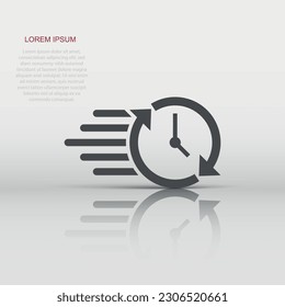 Clock countdown icon in flat style. Time chronometer vector illustration on white isolated background. Clock business concept.
