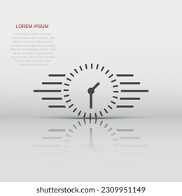 Clock countdown icon in flat style. Time chronometer vector illustration on white isolated background. Clock business concept.