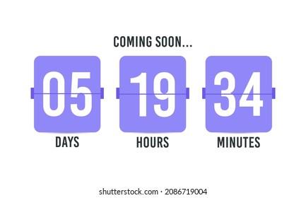 Clock counter. Countdown timer background for coming soon or under construction design. Flip business scoreboard display design. Vector