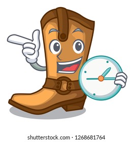 With clock cowboy boots isolated in the mascot