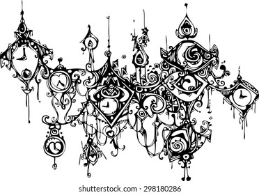 The clock create of thai style.Hand drawn for tattoo. line art collection.
The unique art of creative artists from Thai artist. 
Time will prove.