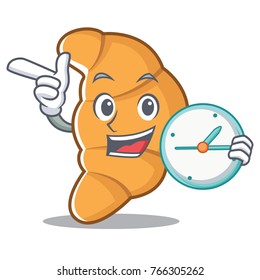 With clock croissant character cartoon style