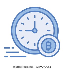 Reloj con moneda de criptodivisa, un icono sorprendente del tiempo es el dinero