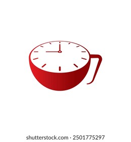 clock cup concept. coffee time. tea time. cup and clock concept