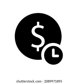Clock currency dollar icon isolated on white background