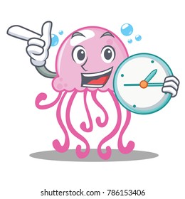 With clock cute jellyfish character cartoon