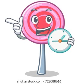With clock cute lollipop character cartoon