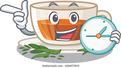 With clock darjeeling tea in the mascot shape