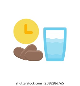 clock with date flat icon illustration