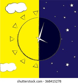 Clock with day and night