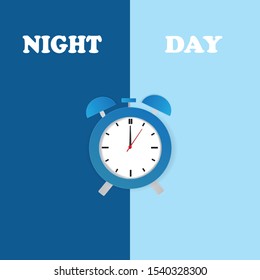 Clock with day night concept clock face vector illustration