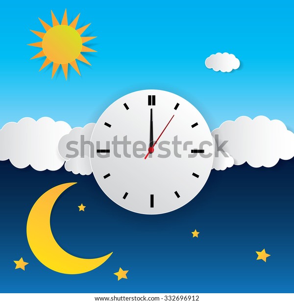 Clock Day Night Concept Clock Face Stock Vector (Royalty Free) 332696912