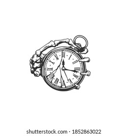 The clock of death. Can be used as a sketch of a tattoo.