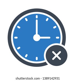 clock delete glyph double color icon