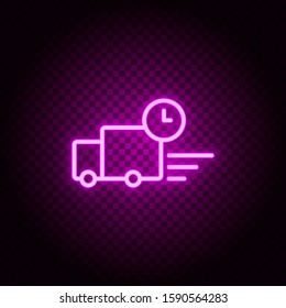 clock, delivery, time, speed, express neon icon. Pink neon vector icon