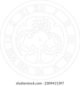 clock design with gears and roman numerals for cnc