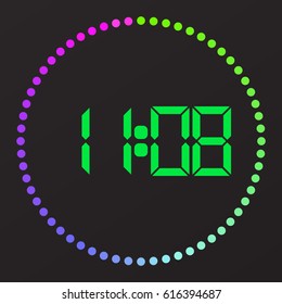 Clock design. Clock neon digital design