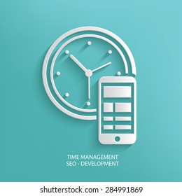Clock design on blue background,clean vector