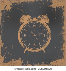 Clock design on old paper background,vector