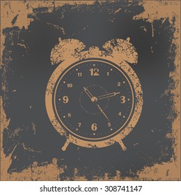 Clock design on old paper background,vector