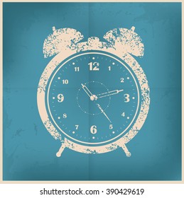 Clock design on old paper background,vector