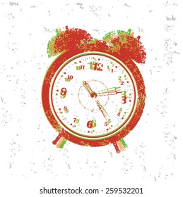 Clock design on old paper,grunge vector