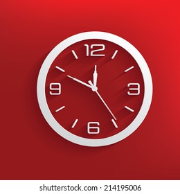 Clock design on red background,clean vector