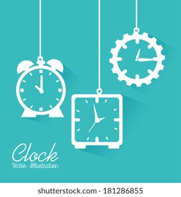 clock design over blue background vector illustration